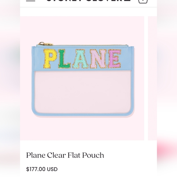 Stoney Clover Lane flat pouch Clear NWT periwinkle "plane" - Picture 6 of 7